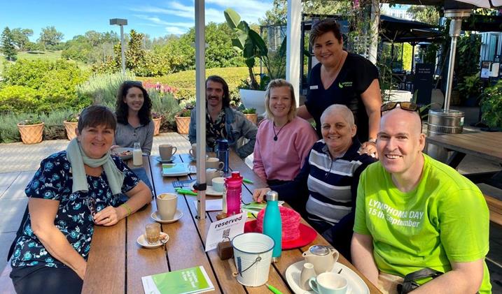 Image of Lymphoma Australia morning tea in QLD with patients, carers and Lymphoma Australia staff.