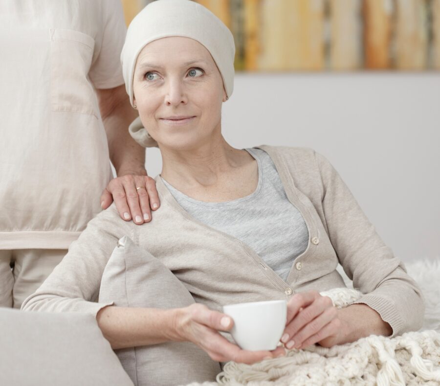 Happy woman with cancer
