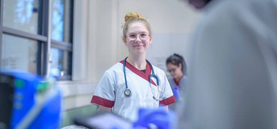 Portrait of smiling nurse on hospital ward